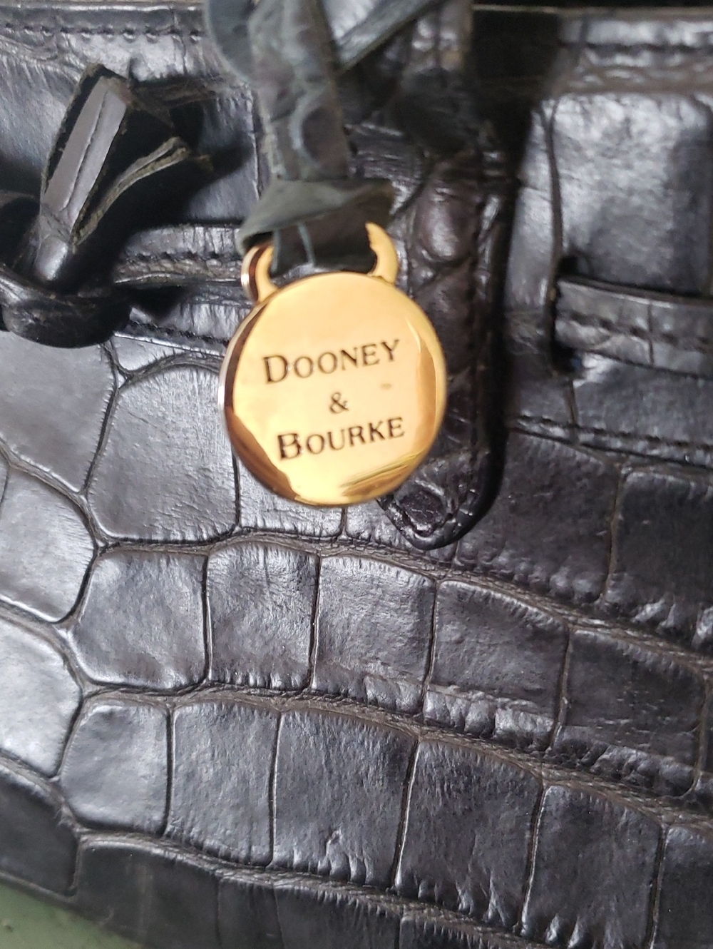 Vintage Dooney Bourke Faux Croc Embossed Leather Alto Mini Kelly Tote Bag - Picture 2 of 8